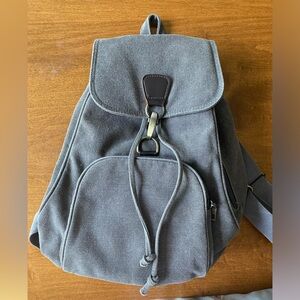 Gray canvas drawstring backpack